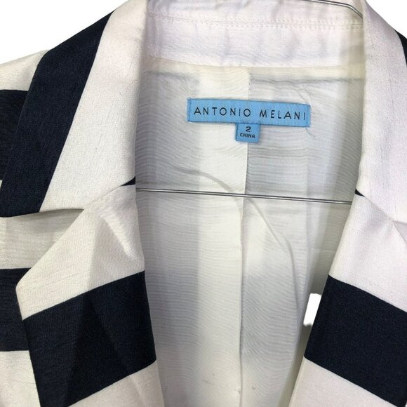 ANTONIO MELANI satin STRIPED BLAZER SIZE 2 NEW WITHOUT TAG - Picture 4 of 7